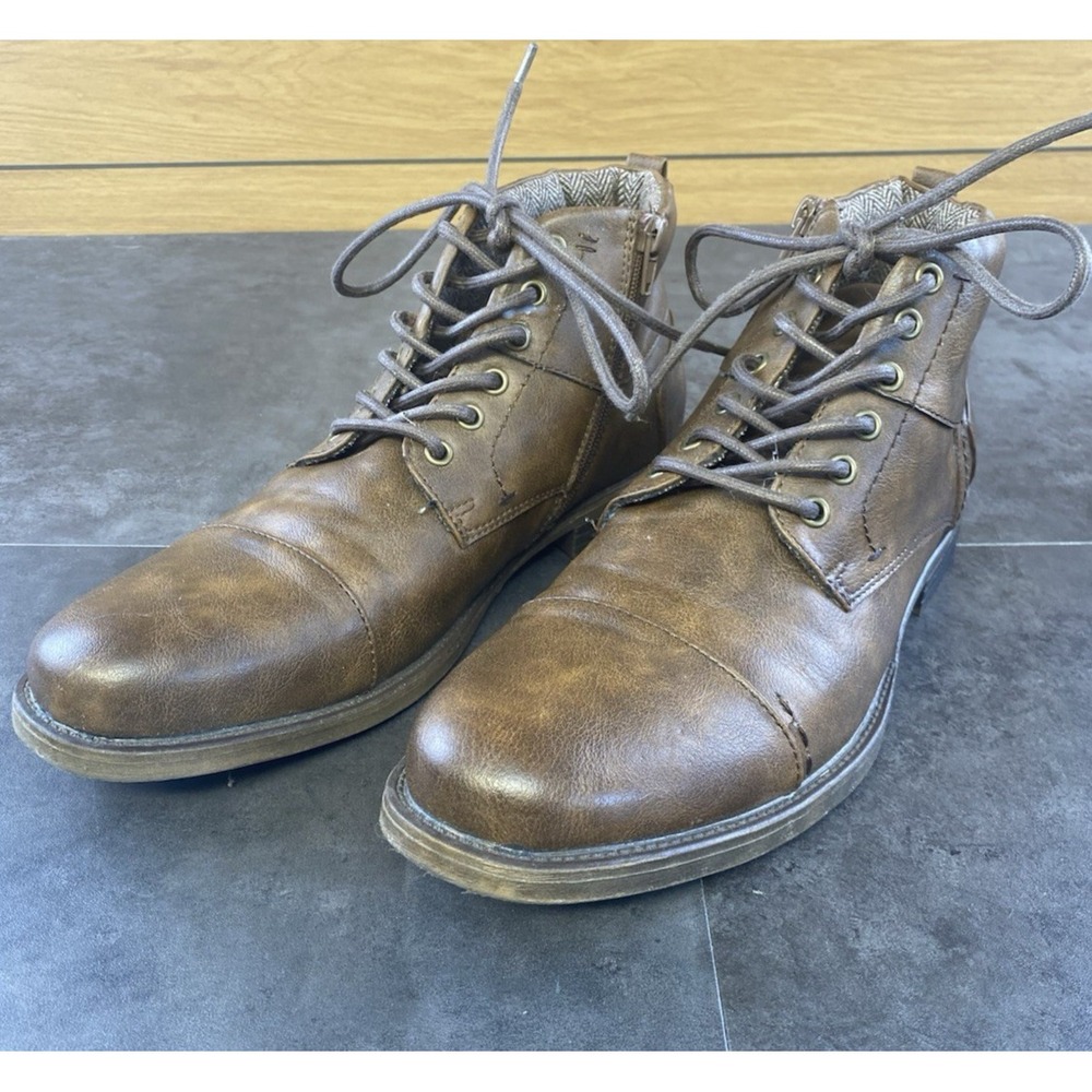 Restoration Men's Russell Distressed Brown Look Zip Boots Size 10-CLEAN